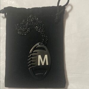 Black Football Pendant Necklace
